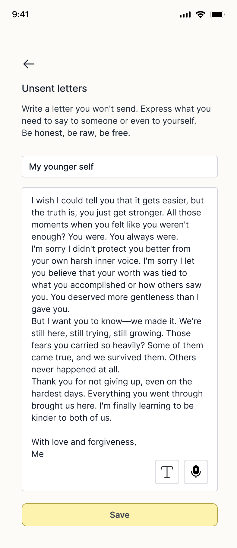 Unsent letters input continued